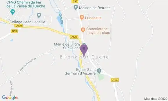 Localisation Crédit Agricole Agence de Bligny sur Ouche
