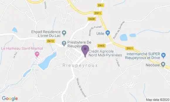 Localisation Crédit Agricole Agence de Rieupeyroux