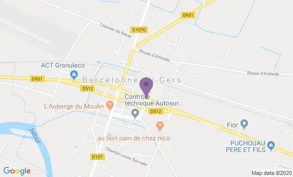 Localisation Crédit Agricole Agence de Barcelone du Gers