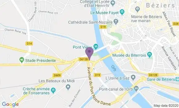 Localisation Crédit Agricole Agence de Béziers Espagne