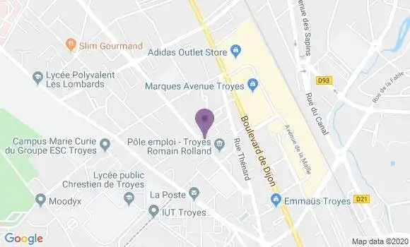 Localisation Crédit Agricole Agence de Troyes Chartreux