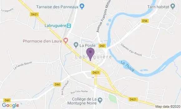 Localisation Crédit Agricole Agence de Labruguière