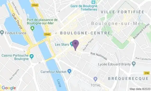 Localisation Crédit Agricole Agence de Boulogne sur Mer Ville