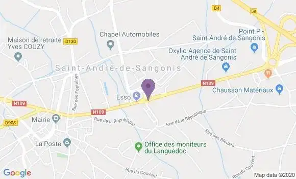 Localisation Crédit Agricole Agence de Saint André de Sangonis