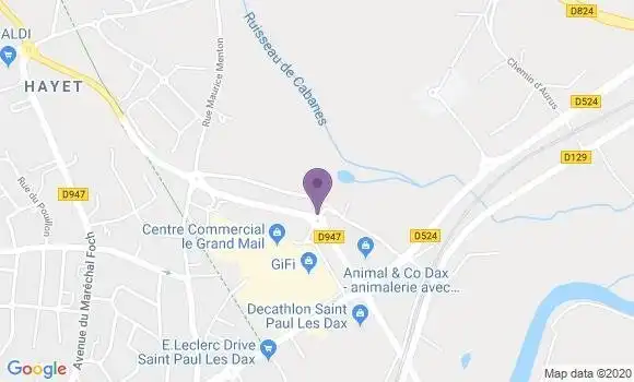 Localisation Crédit Agricole Agence de Saint Paul lès Dax Grand Mail