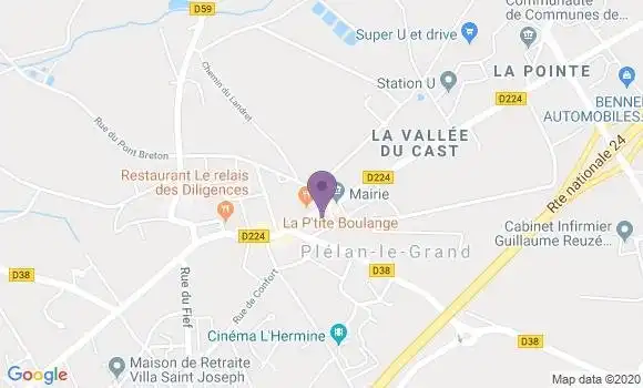 Localisation Crédit Agricole Agence de Plélan le Grand