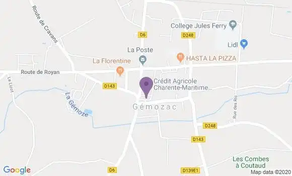Localisation Crédit Agricole Agence de Gémozac