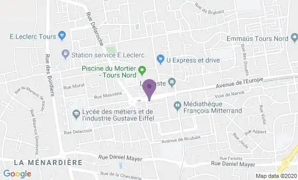 Localisation Crédit Agricole Agence de Tours Europe