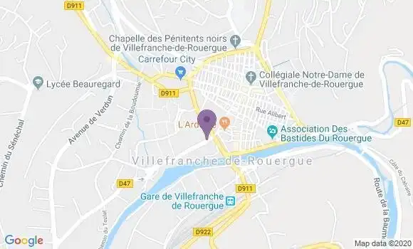 Localisation Crédit Agricole Agence de Villefranche de Rouergue Entreprises