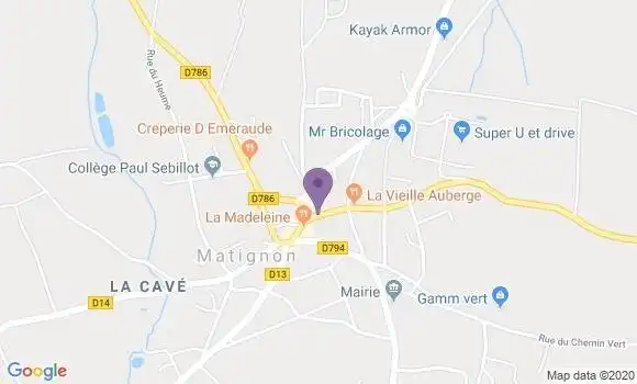 Localisation Crédit Agricole Agence de Matignon
