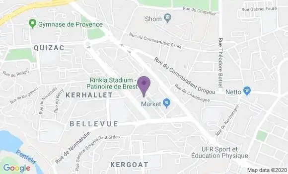 Localisation LCL Agence de Brest Bellevue