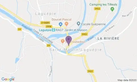 Localisation Crédit Agricole Agence de Laguépie