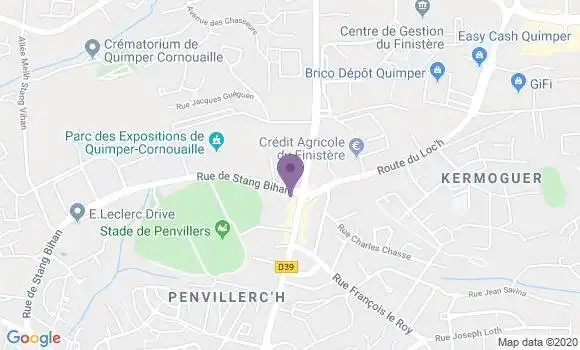 Localisation Crédit Agricole Agence de Quimper Penvillers