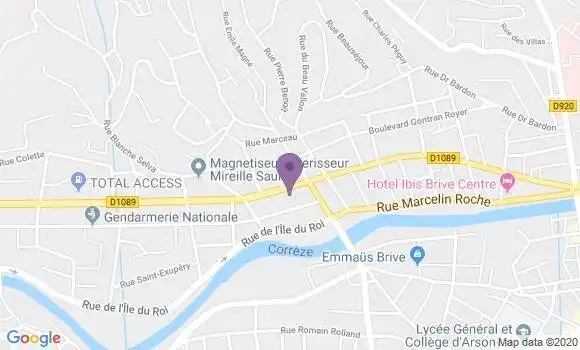 Localisation Crédit Agricole Agence de Brive la Gaillarde Ribot