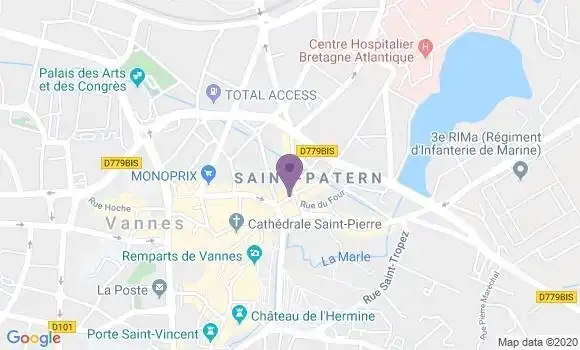 Localisation Crédit Agricole Agence de Vannes Saint Patern