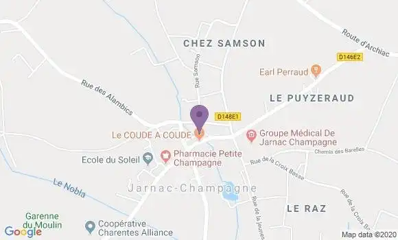 Localisation Crédit Agricole Agence de Jarnac Champagne