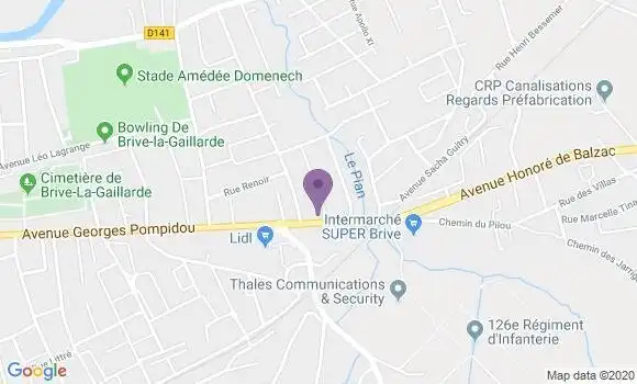 Localisation Crédit Agricole Agence de Brive la Gaillarde Le Pilou