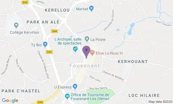 Localisation Crédit Agricole Agence de Fouesnant