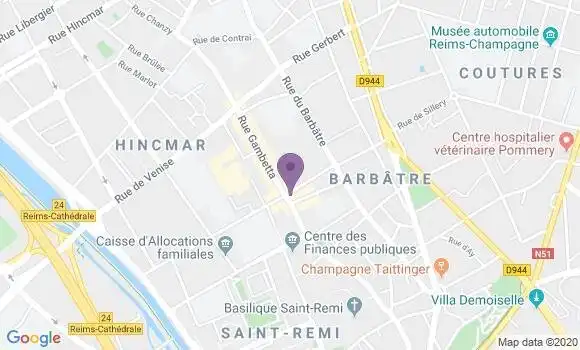 Localisation Crédit Agricole Agence de Reims Gambetta