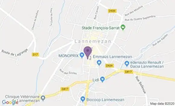 Localisation LCL Agence de Lannemezan