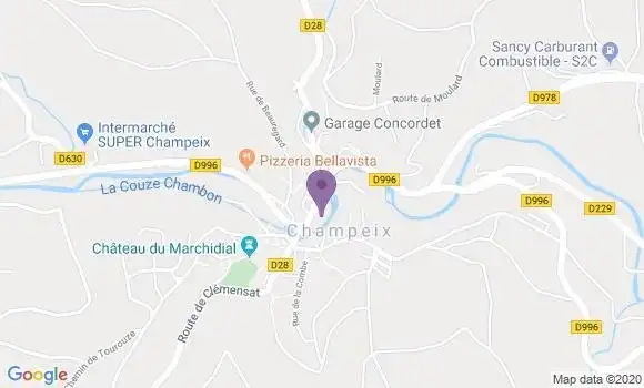 Localisation Crédit Agricole Agence de Champeix