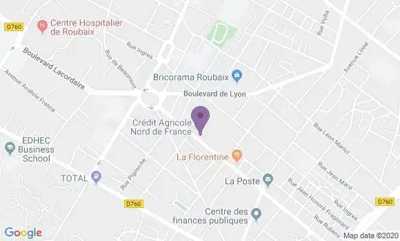 Localisation Crédit Agricole Agence de Roubaix