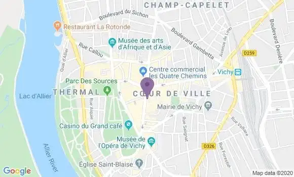 Localisation Crédit Agricole Agence de Vichy Clémenceau