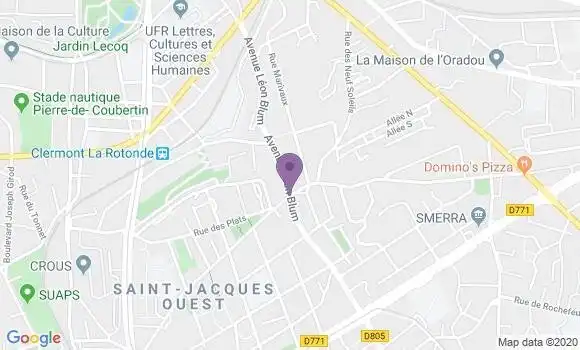 Localisation Crédit Agricole Agence de Clermont Ferrand Neuf Soleils