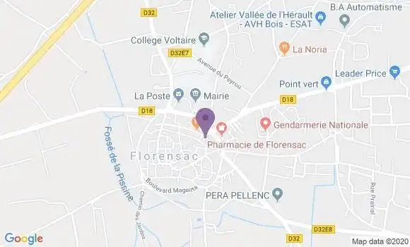 Localisation Crédit Agricole Agence de Florensac