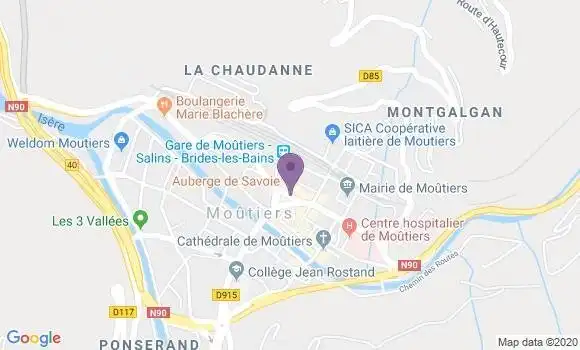 Localisation Crédit Agricole Agence de Moutiers