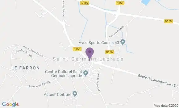 Localisation Crédit Agricole Agence de Saint Germain Laprade