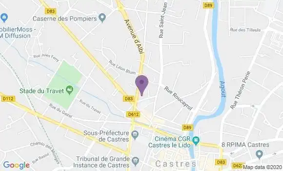 Localisation Crédit Agricole Agence de Castres Malroux