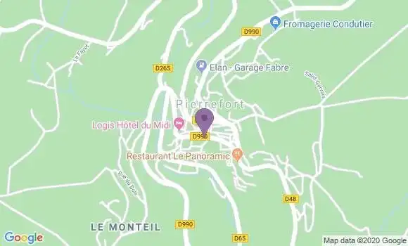 Localisation Crédit Agricole Agence de Pierrefort