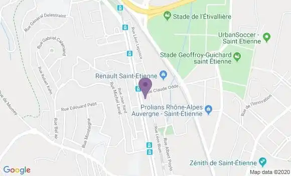 Localisation Crédit Agricole Agence de Saint Etienne Entreprises