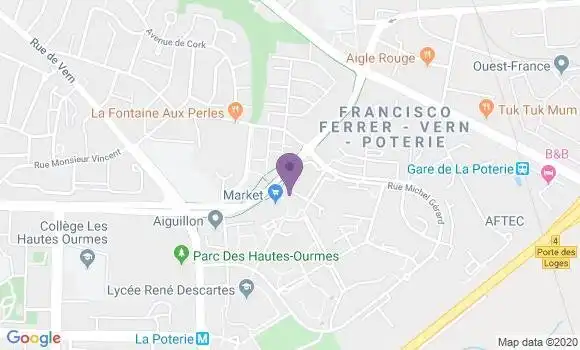 Localisation Crédit Agricole Agence de Rennes Poterie