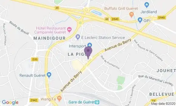 Localisation Crédit Agricole Agence de Guéret la Pigue