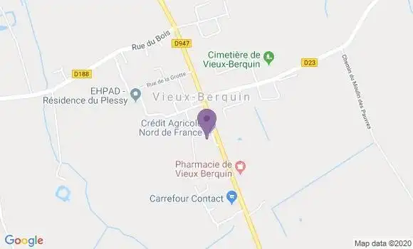 Localisation Crédit Agricole Agence de Vieux Berquin