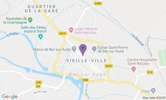 Localisation Crédit Agricole Agence de Bar sur Aube