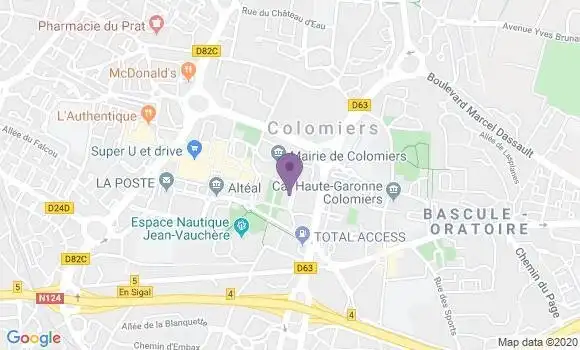 Localisation Crédit Agricole Agence de Colomiers Hôtel de Ville