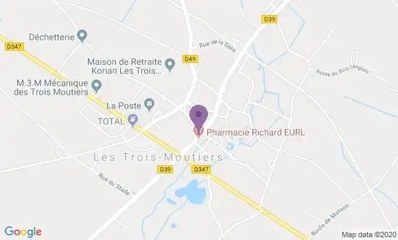 Localisation Crédit Agricole Agence de Les Trois Moutiers