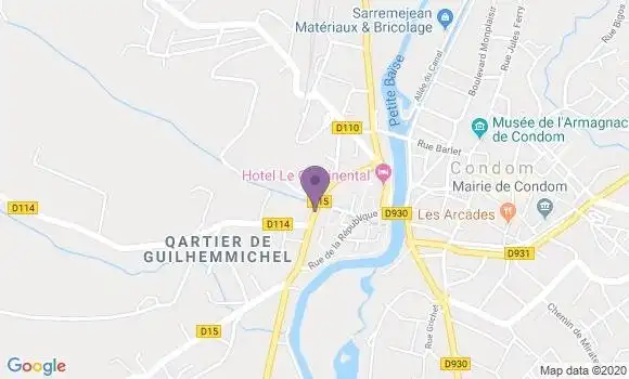 Localisation Crédit Agricole Agence de Condom Bouquerie