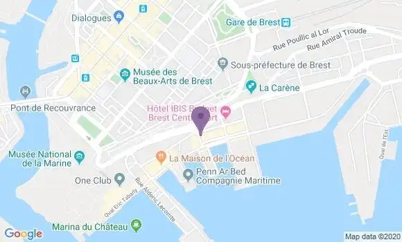 Localisation Crédit Agricole Agence de Brest Port de Commerce