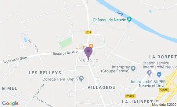 Localisation Crédit Agricole Agence de Neuvic