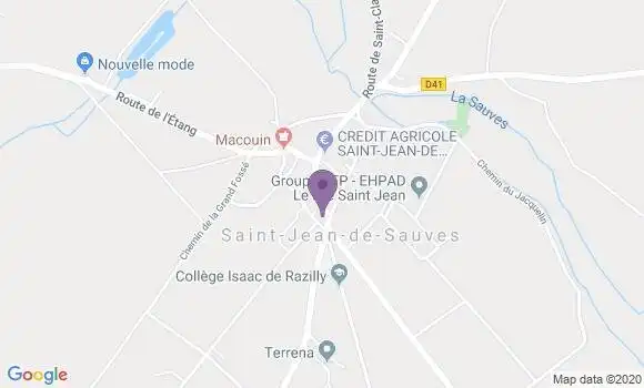 Localisation Crédit Agricole Agence de Saint Jean de Sauves