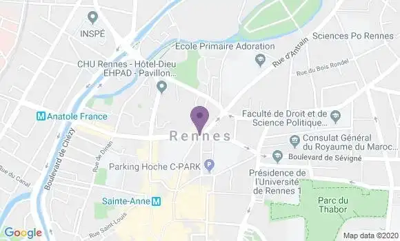 Localisation Crédit Agricole Agence de Rennes Villejean