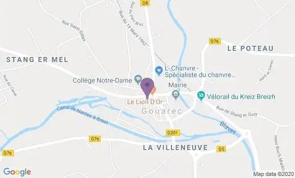 Localisation Crédit Agricole Agence de Gouarec