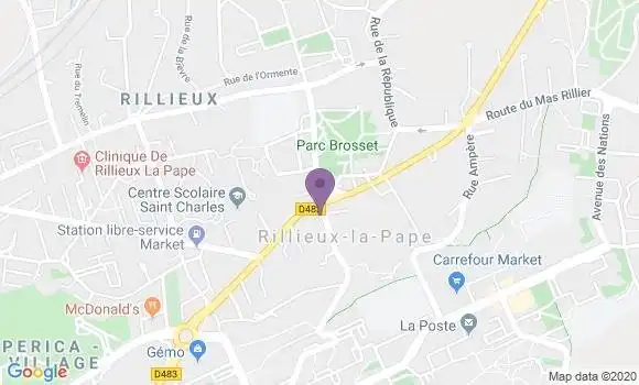 Localisation Crédit Agricole Agence de Rillieux la Pape Village