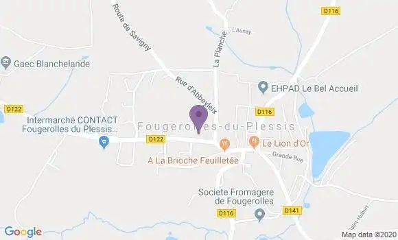 Localisation Crédit Agricole Agence de Fougerolles du Plessis