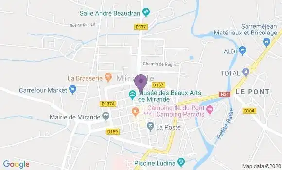 Localisation Crédit Agricole Agence de Mirande Bassoues