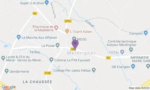 Localisation Crédit Agricole Agence de Merdrignac